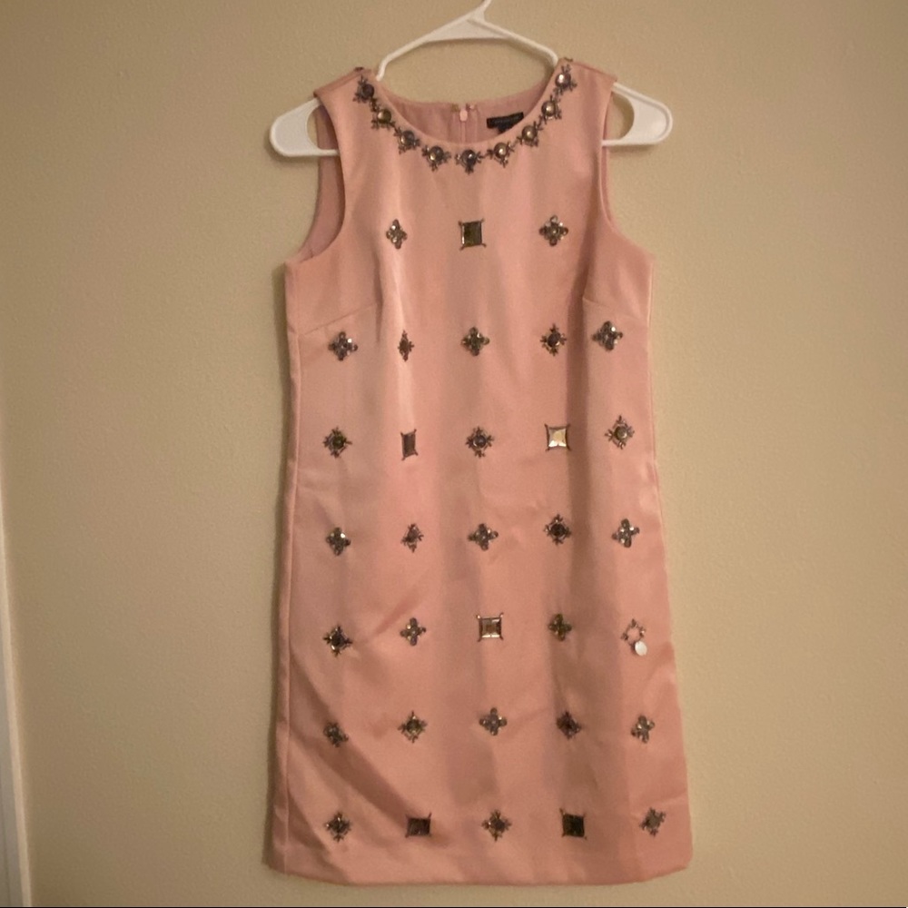 Pink silk dress with diamond details